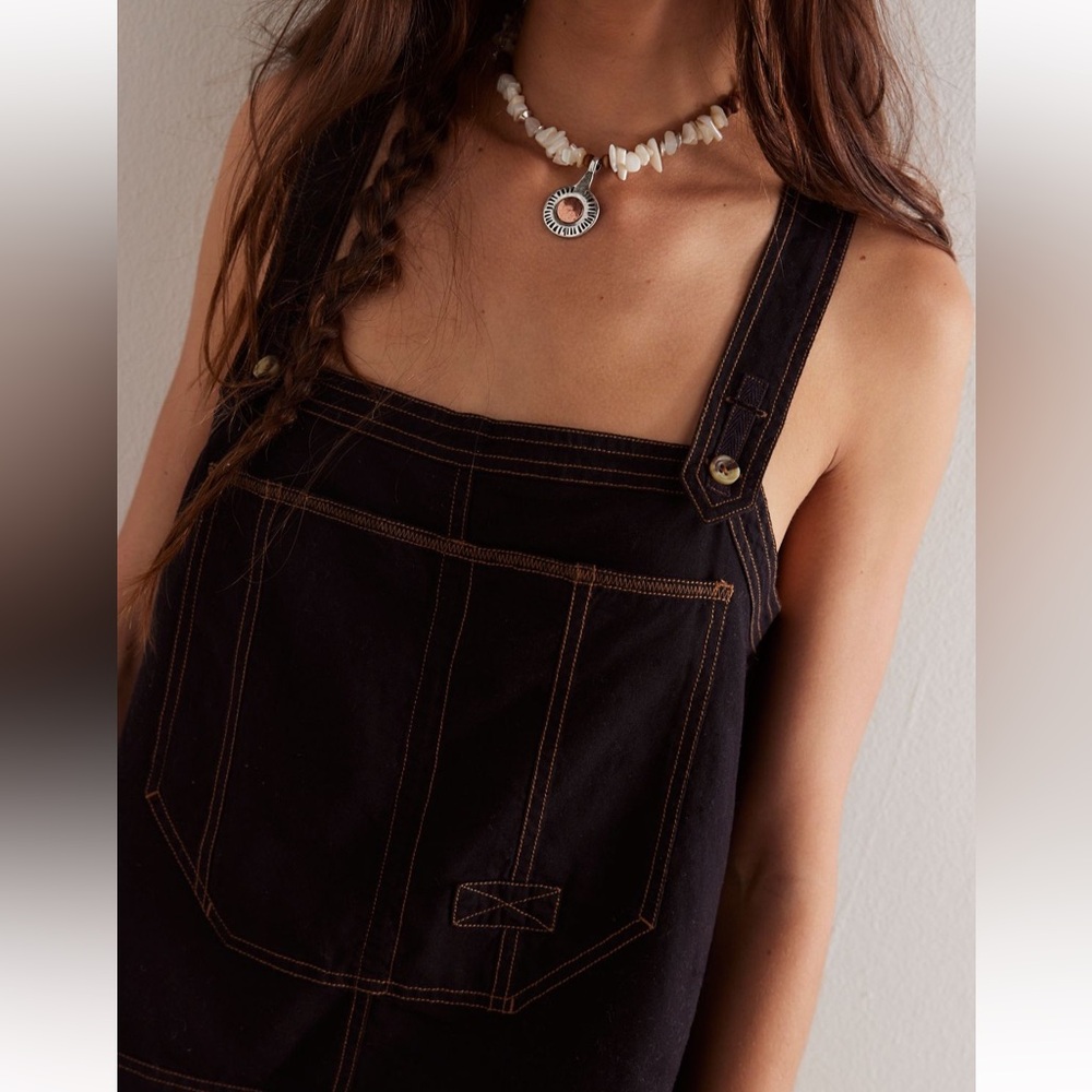 We The Free Overall Smock Linen Top in Black